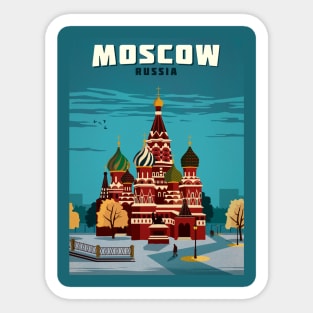 Vintage Travel Poster - Moscow Colorful Sticker